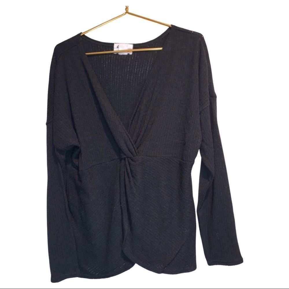 NTW Andrea Jovine Low Vneck Tie with Sleeves Sweater Blouse